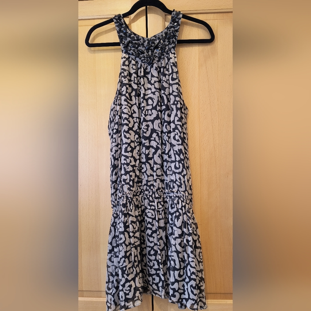 INC International Concepts Black and Tan Embellished Halter Dress